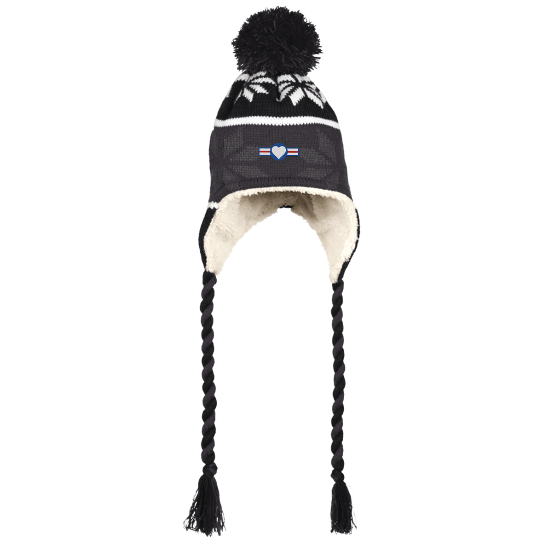 223825 Hat with Ear Flaps and Braids